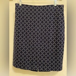 Talbots Navy White Geometric Knit Pencil Skirt Size 8